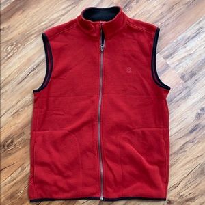 IZOD fleece vest. Zip up. Red with black trim.
